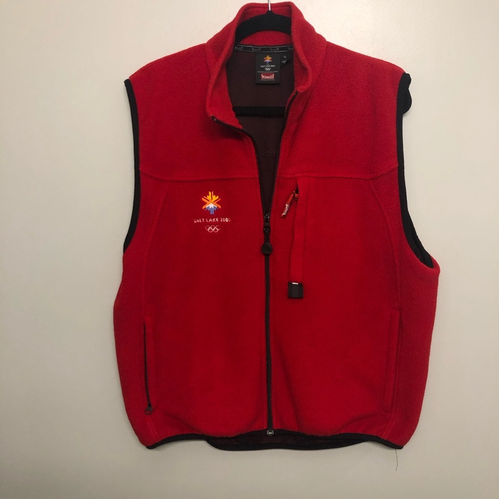 Olympics Salt Lake City fleece vest red vtg XL
